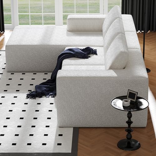 108" Cloud Modular Sectional Couch with L-Shape Chaise, Modern Sectional Sofa with Deep Seat Couch, Ultra Soft Knit Fabric Couches for Living Room
