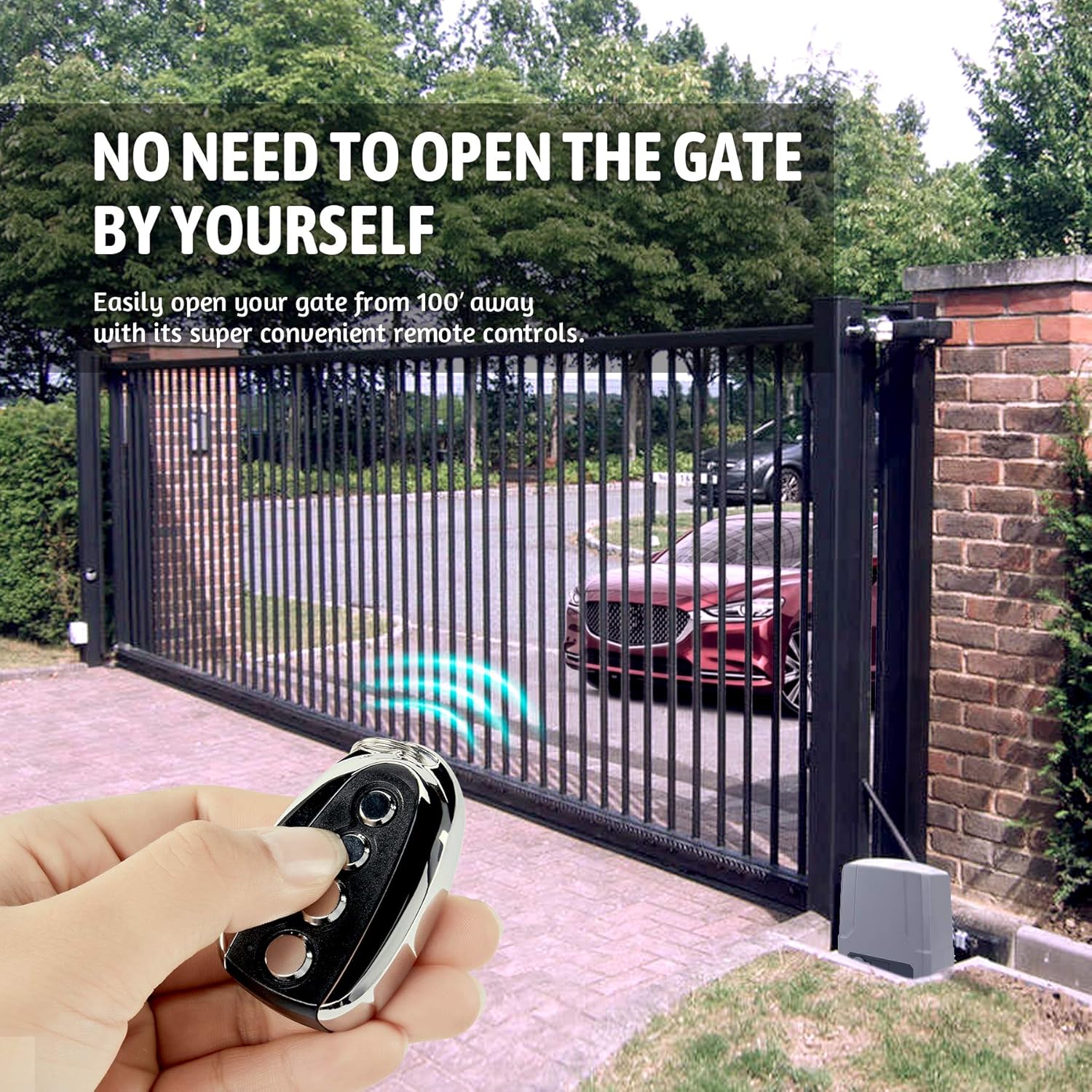 CO-Z Automatic Sliding Gate Opener with Backup Battery, Electric Rolling Driveway Fence Slide Gate Motor