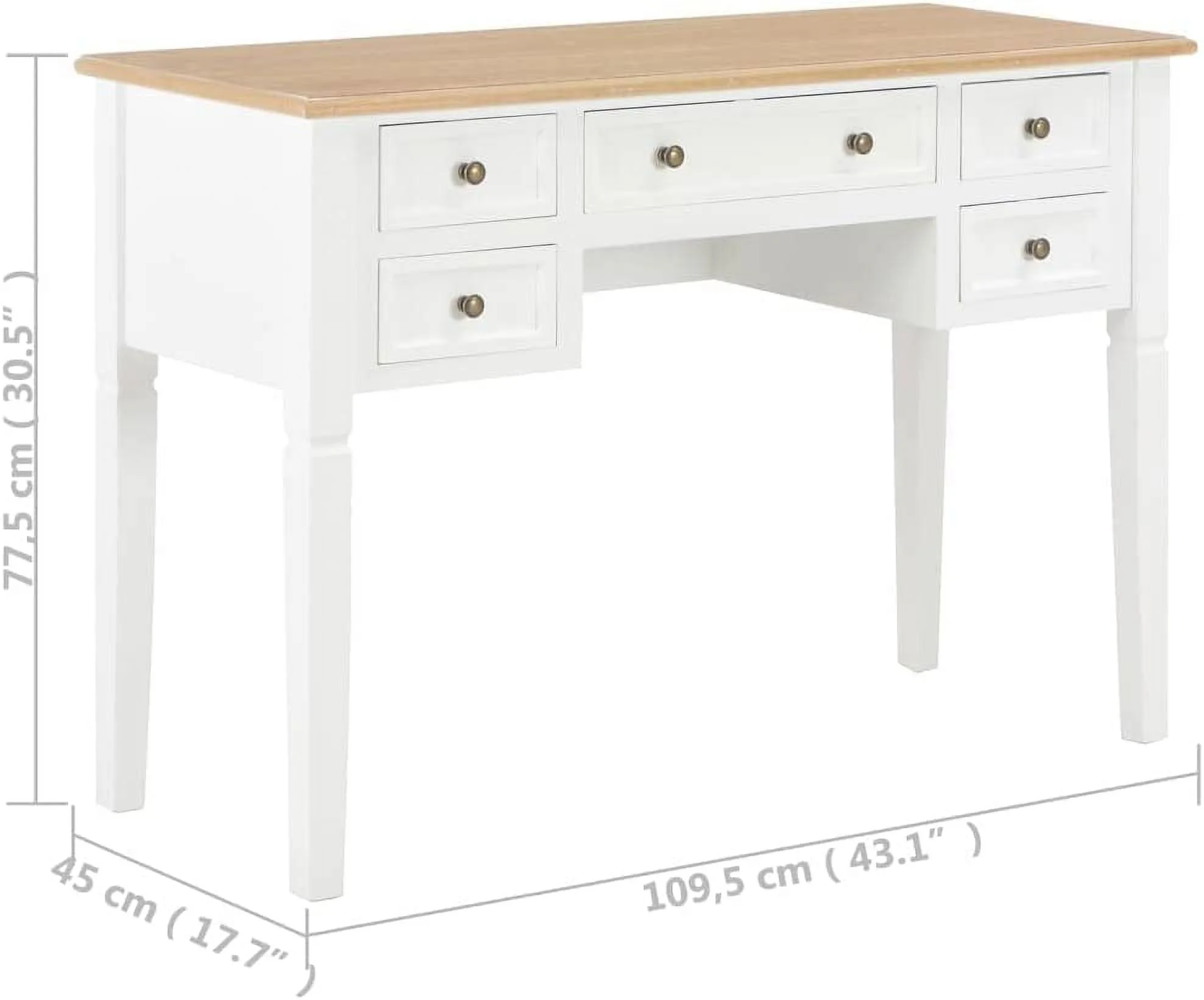 KHBIULIFE Writing Desk with 5 Drawers | Modern Dressing Table Vanity Table Makeup Table Vanity Desk for Bedroom | Wooden Writing Workstation Table
