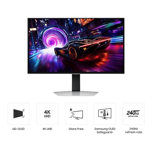 SAMSUNG 27-inch Odyssey QD-OLED G8 (G81SF), 4K, 240Hz, Gaming Monitor, 0.03ms Response Time, DisplayHDR True Black 400, AMD FreeSync™ Premium Pro