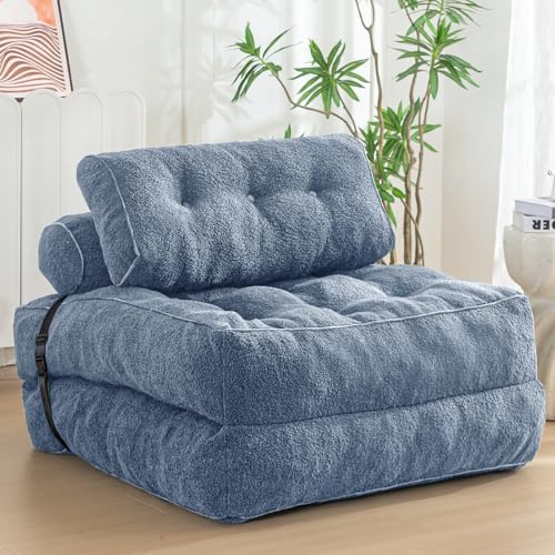 MAXYOYO Folding Sofa Bed, Convertible Sleeper Chair with Pillow Foldable Mattress with Back Support
