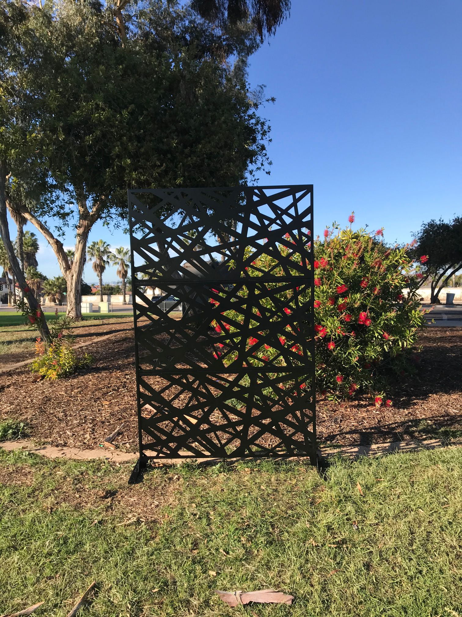 Metal Privacy Screen, Laser Cut Decorative Steel Privacy Panel Metal Fencing, Hanging Room Divider Partitions Panel Screen,48x75in C007