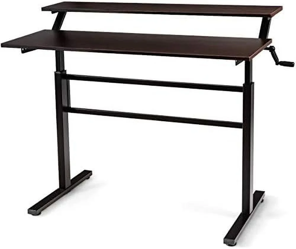 HJZBNONE Standing Desk  2-Tier Height Adjustable Sit to Standing Desk  Computer Desk Workstation with Monitor Stand &amp