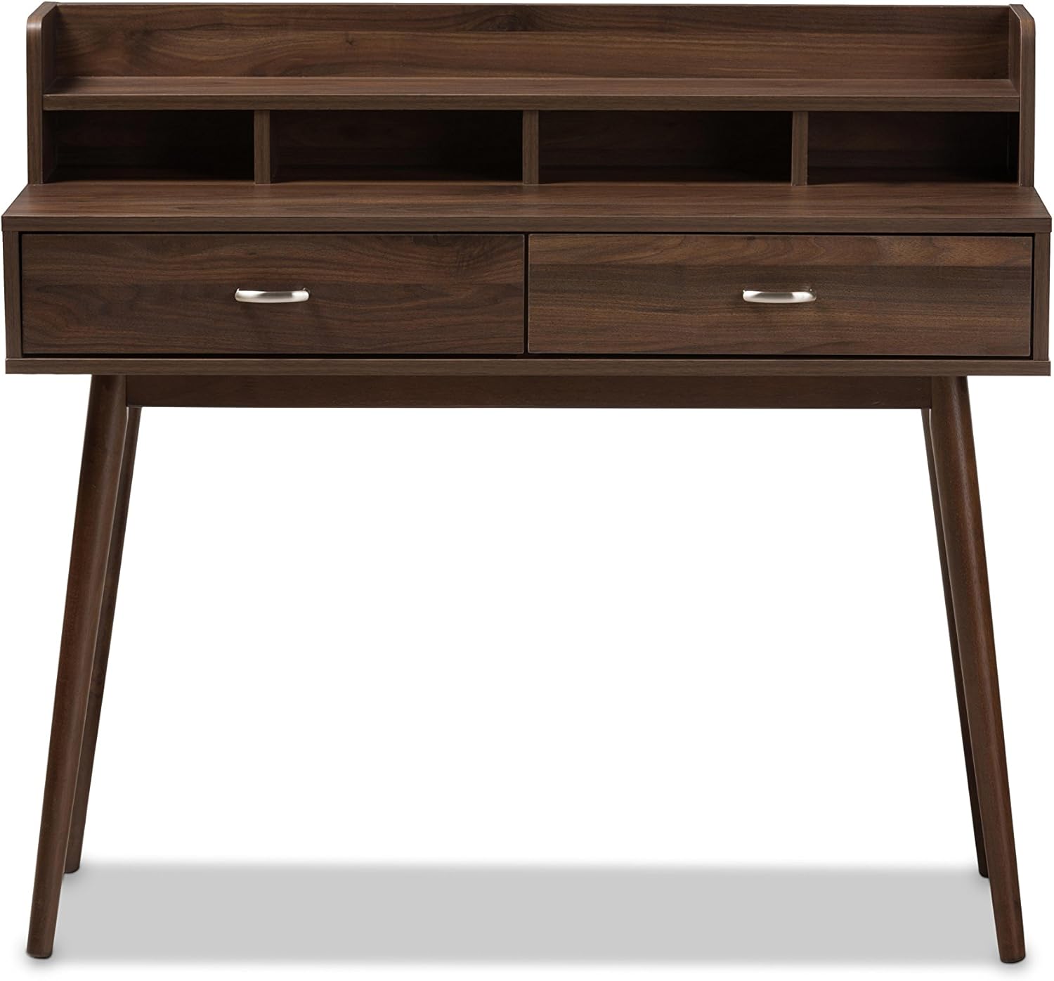 Baxton Studio Sharon Mid-Century Modern Walnut Brown Finished 2-Drawer Desk