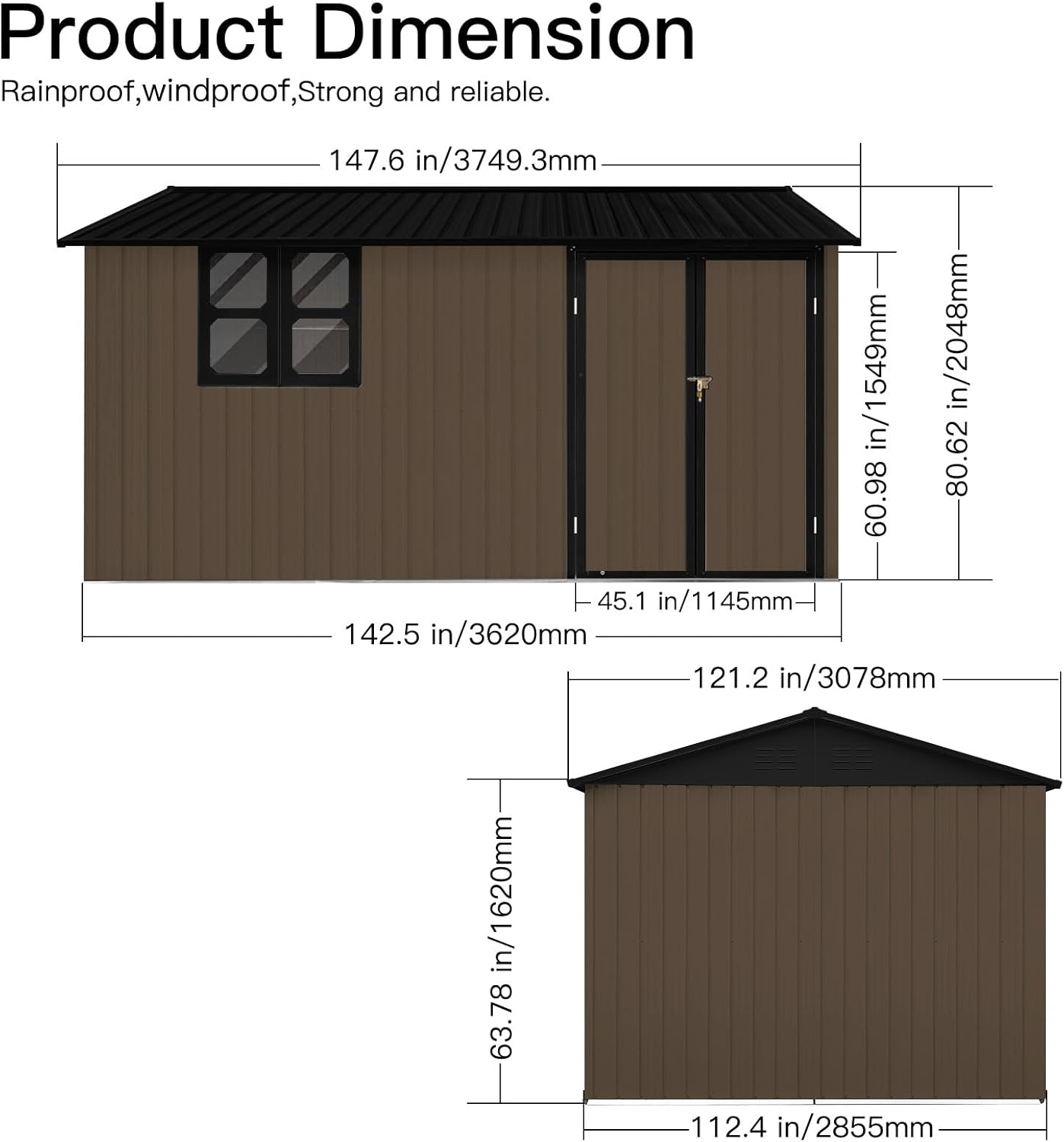 UBGO 12x10 FT Outdoor Storage Shed Clearance, Large Shed House,Metal Garden Shed with Updated Frame Structure Windows and Lockable Doors