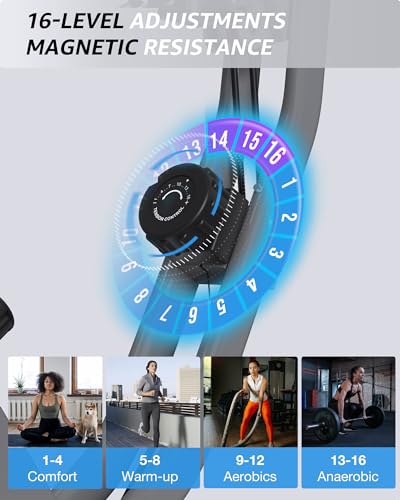 Foldable Exercise Bike Stationary Bikes for Home, 5 IN 1 Indoor Workout Bike, Cycling Bike with 16-Level Quiet Magnetic Resistance