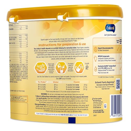 Enfamil NeuroPro Baby Formula, Milk-Based Infant Nutrition, MFGM* 5-Year Benefit, Expert-Recommended Brain-Building Omega-3 DHA