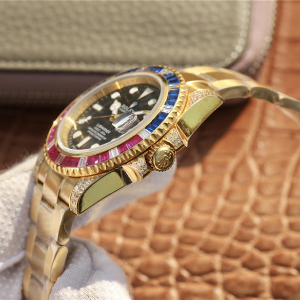 Submariner Golden Blue / Red Diamond Black Dial 40mm