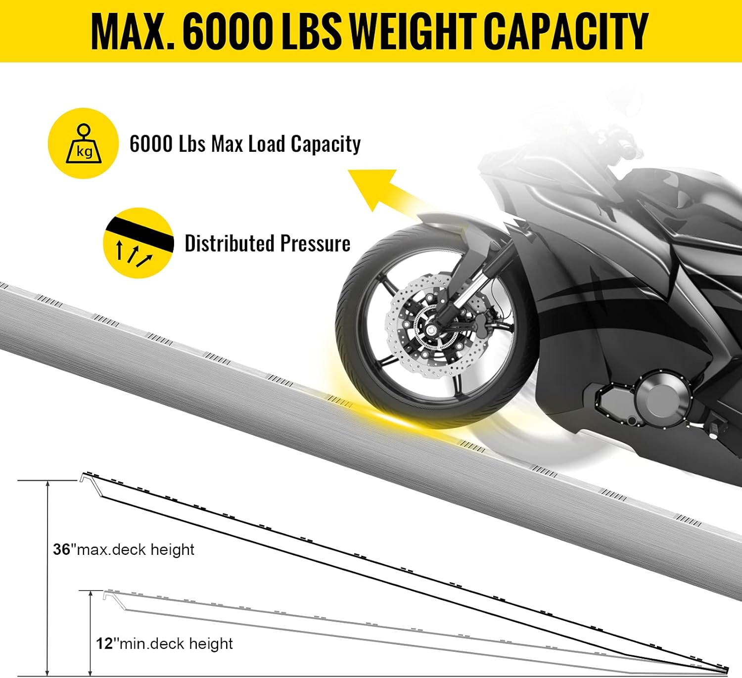 84'' X 15'' Aluminum Trailer Ramps 6000LBS Total Beavertail Hook End 1 Pair 2 Ramps