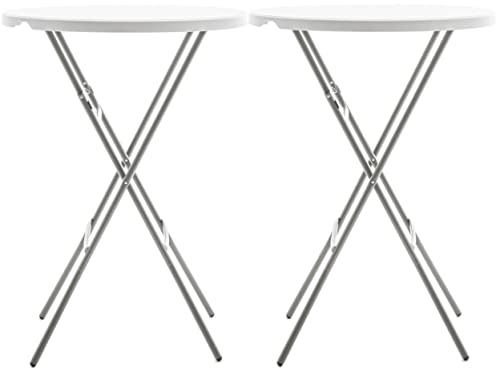 BTEXPERT White 2.63 Foot 32in Round Plastic Bar Height Folding Cocktail Table 330lb Weight Capacity Commercial Portable Banquet Dining Wedding Party