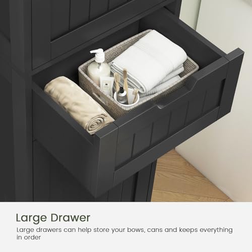 Iwell 67" Tall Bathroom Cabinet, Storage Cabinet with 2 Doors & 1 Drawer, Bathroom Storage Cabinets with Adjustable Shelves, for Living Room