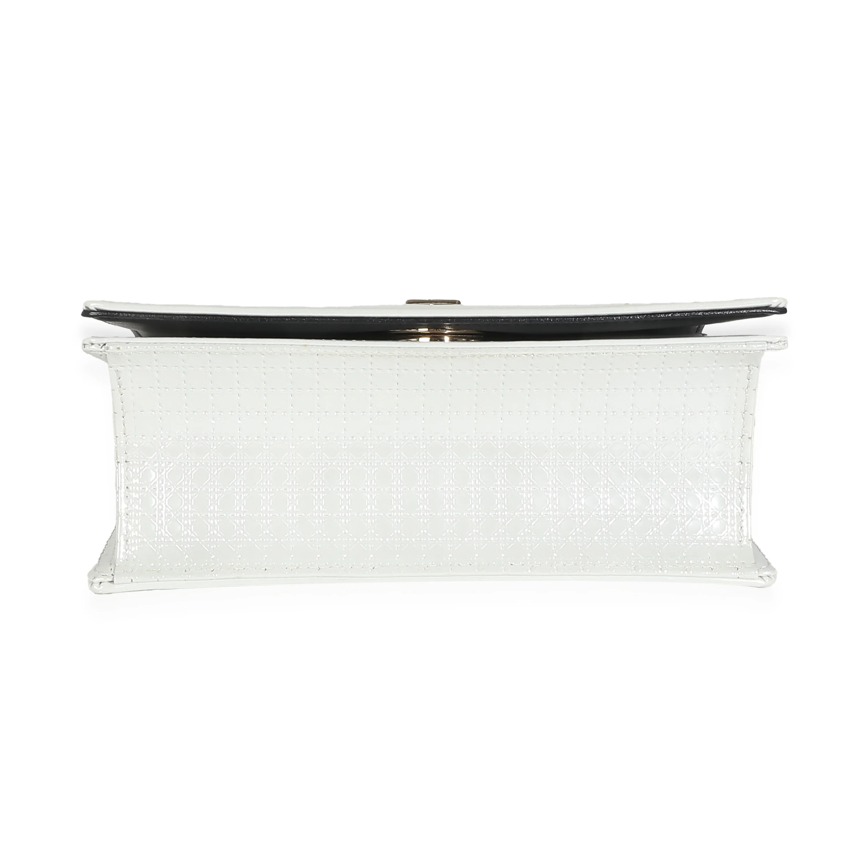 Christian Dior White Micro Cannage Patent Small Diorama Flap Bag Pre-Owned