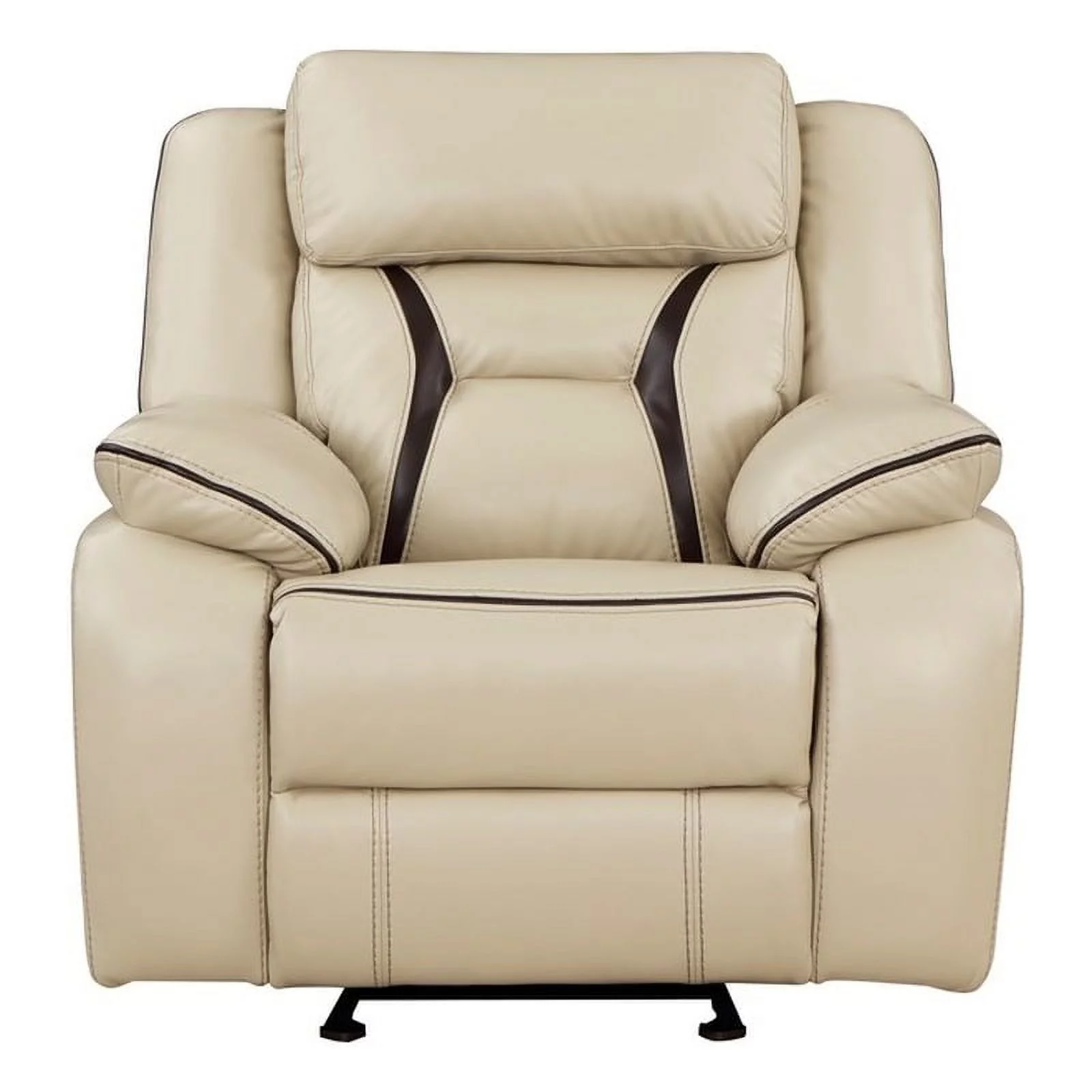 Lexicon Amite Faux Leather Upholstered Glider Reclining Chair in Beige