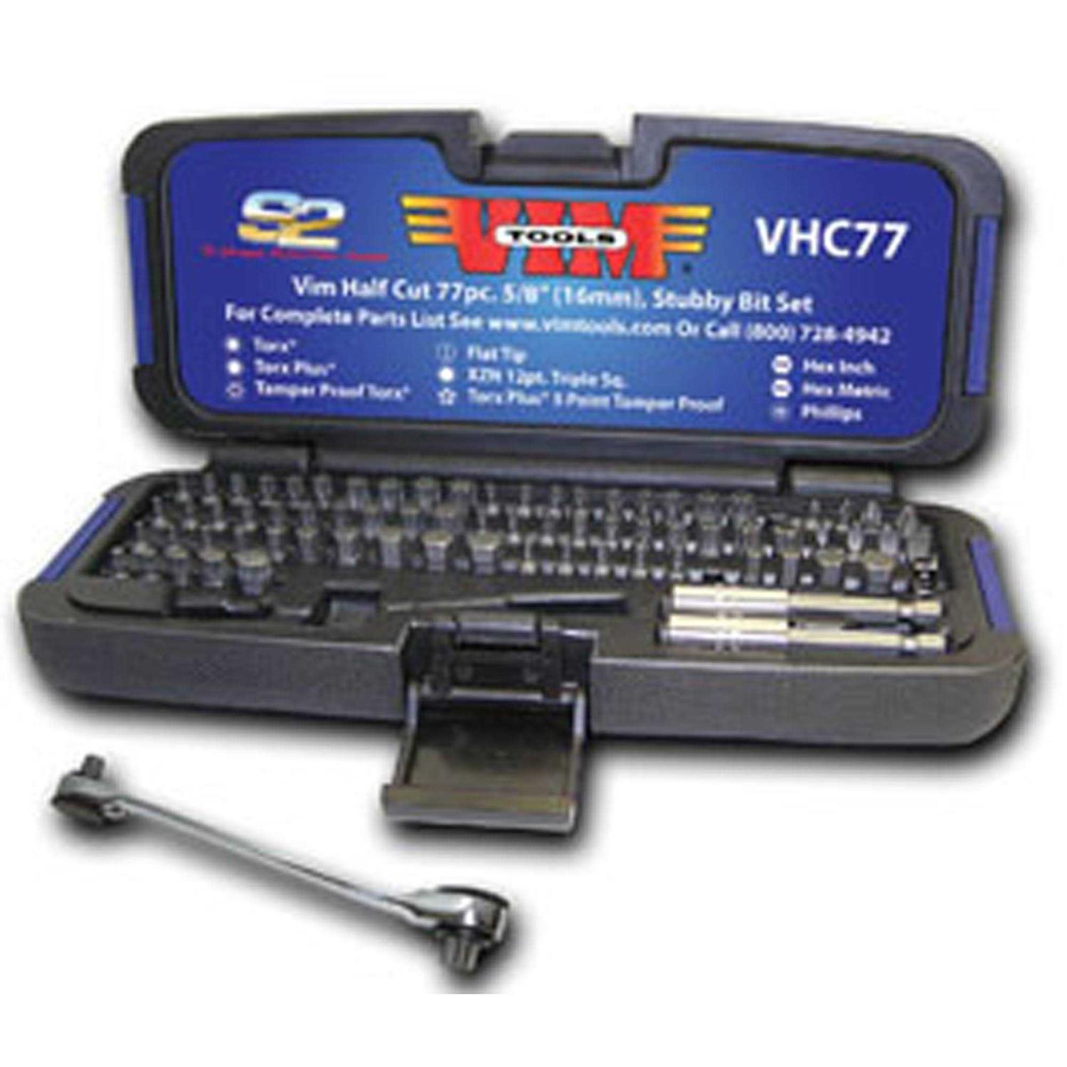 VIM Tools VHC77 ’77-Piece’ Half Cut Stubby Bit Set