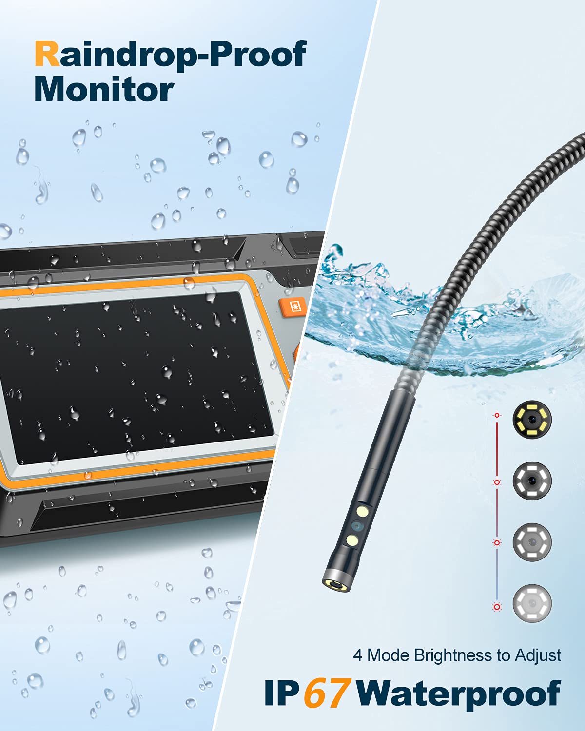 LIMINK Endoscope Dual Lens Inspection Camera 1080P HD Borescope, 5.5mm Snake Camera Endoscopic with Metal Cable & 4.3'IPS Hard Screen