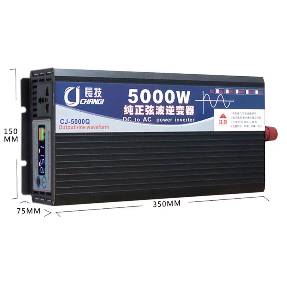 5000W Power Inverter, Pure Sine Wave DC 48V To AC 110V Converter for Computers, Igniters, Cameras, Refrigerators, Electric Drills