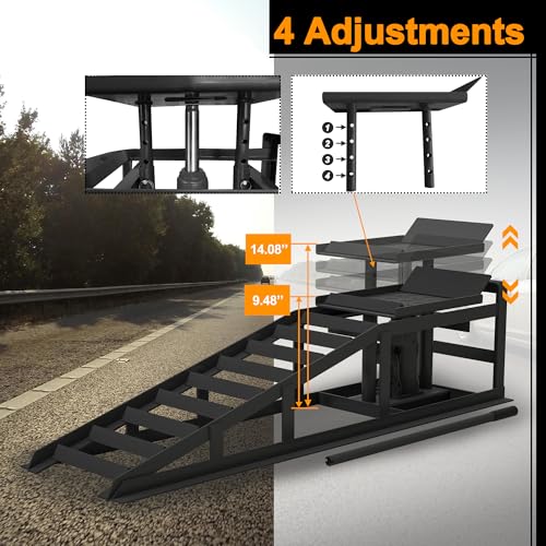 2 Pack Hydraulic Car Ramps 5T 10000lbs Low Profile Car Lift Service Ramps Truck Trailer Garage,Height Hydraulic Vehicle Ramps