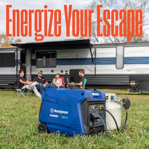 Westinghouse 5000 Peak Watt Super Quiet Dual Fuel Portable Inverter Generator, Wheel & Handle Kit, Gas & Propane Powered, RV Ready, CO Sensor