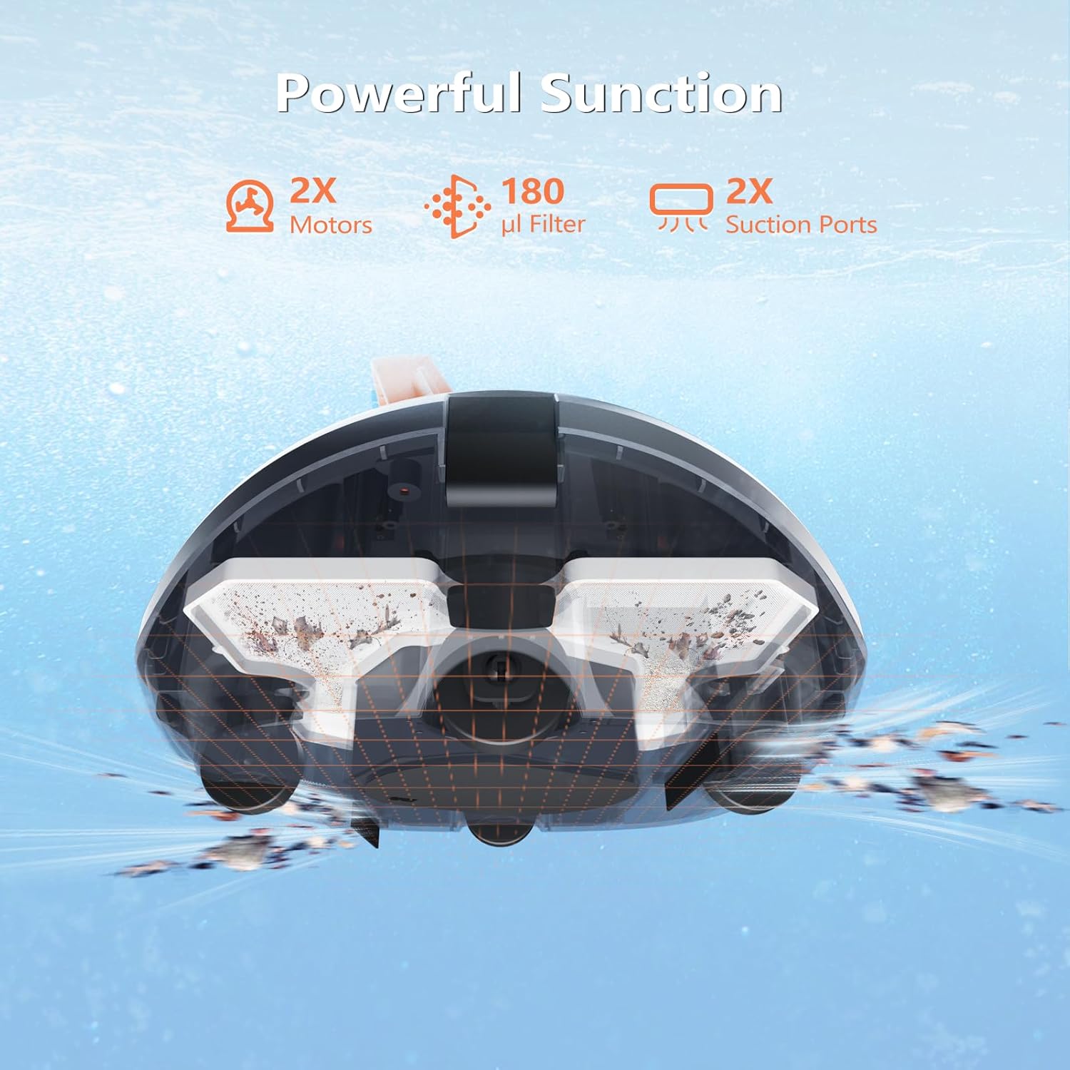 Robotic Pool Cleaner, Cordless Pool Vacuum for Above Ground Pool, Lasts up to 100Mins, Above Ground Pool Vacuum with Self-Parking Function