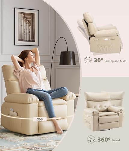 GarveeHome Electric Swivel Massage Chair, Power Rocking Recliner with Vibration and Heating