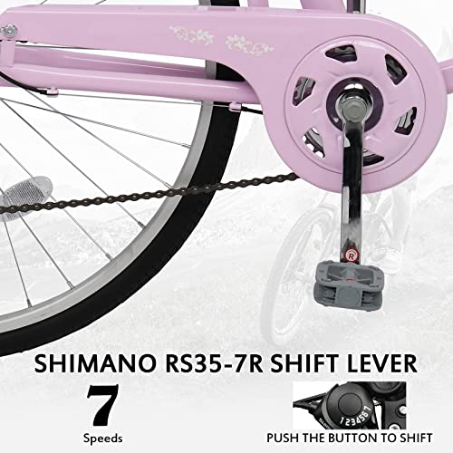 Ktaxon Women Bike Bicycles for Women, Beach Cruiser Bike with Premium Derailleur & Shift Lever, Adjustable Seat