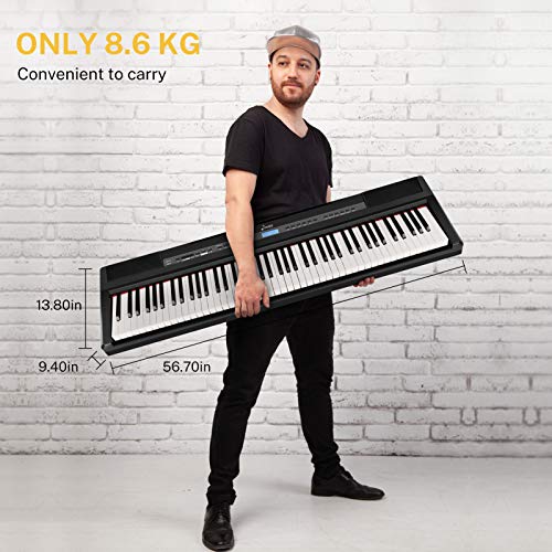 Donner DEP-20 Beginner Digital Piano 88 Key Full Size Weighted Keyboard, Portable Electric Piano with Furniture Stand, 3-Pedal Unit