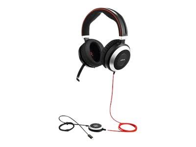 Jabra Evolve 80 UC stereo - Headset - full size - wired - active noise canceling