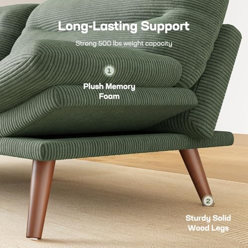 Marsail Futon Sofa Bed, Futon Couch with Adjustable Backrest & Armrests, Convertible Small Sleeper Sofa Bed for Small Apartments, Study Room, Office