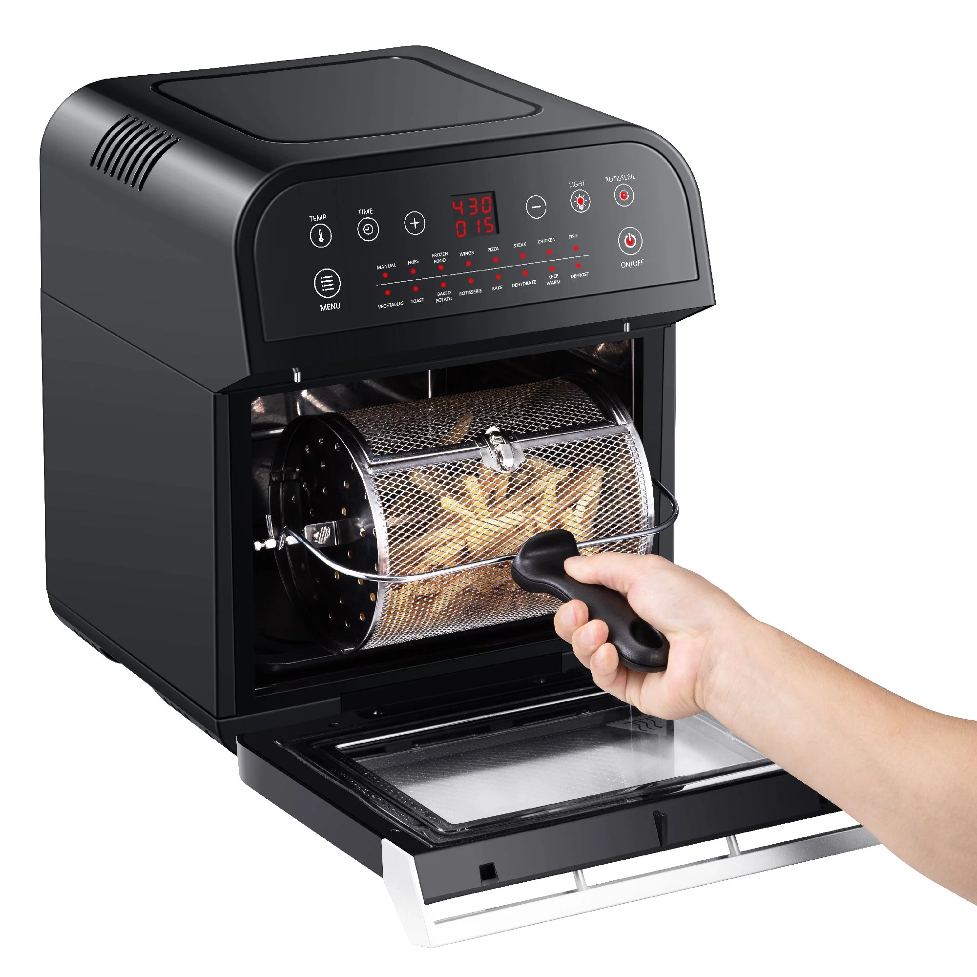 GoWISE USA 12.7-QT Air Fryer Oven Deluxe with Accessories & 1 Pack of Parchment Paper, Black