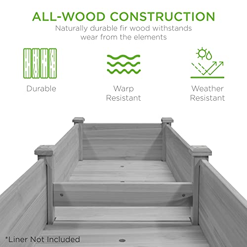 Best Choice Products 72x23x30in Raised Garden Bed, Elevated Wood Planter Box Stand for Backyard, Patio, Balcony w/Divider Panel, 6 Legs