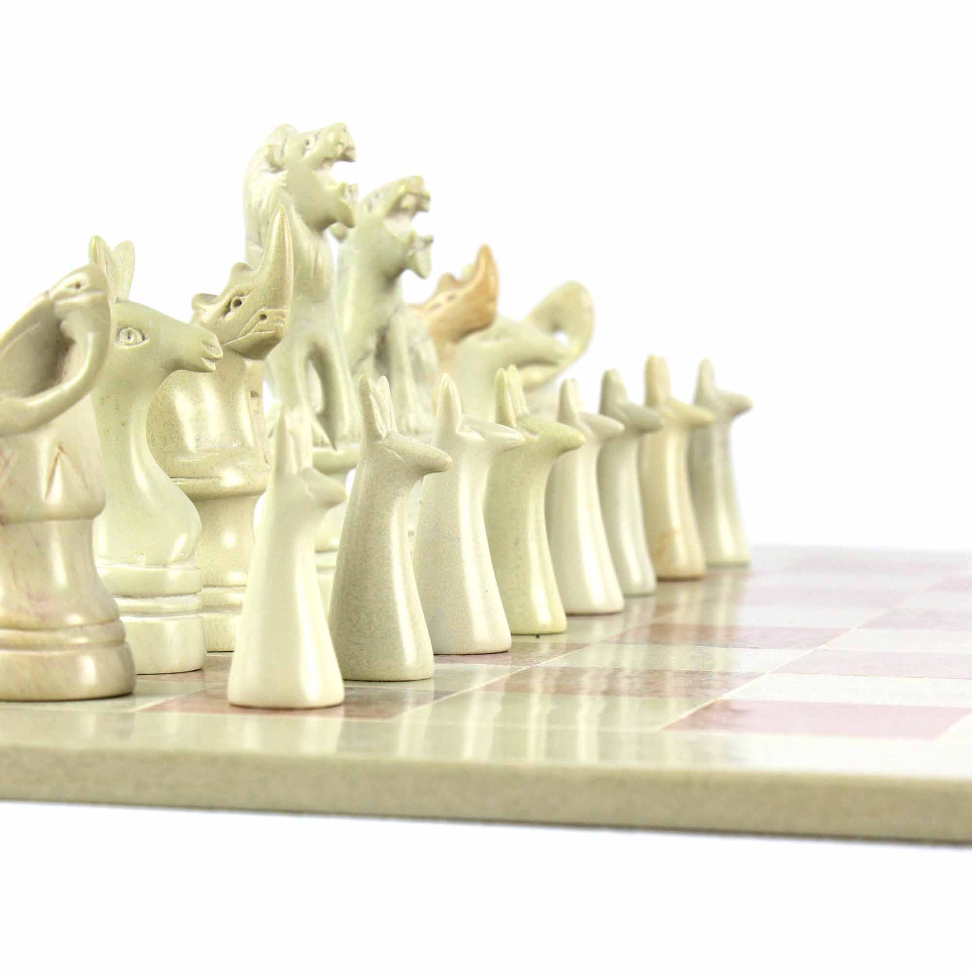 Smolart Hand Carved Soapstone Maasai Chess Set 14x22 Board