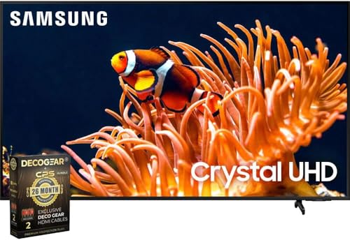 Samsung 65 Inch DU8000 Crystal UHD LED 4K Smart TV Bundle with 2 YR CPS Enhanced Protection Pack (2024 Model)