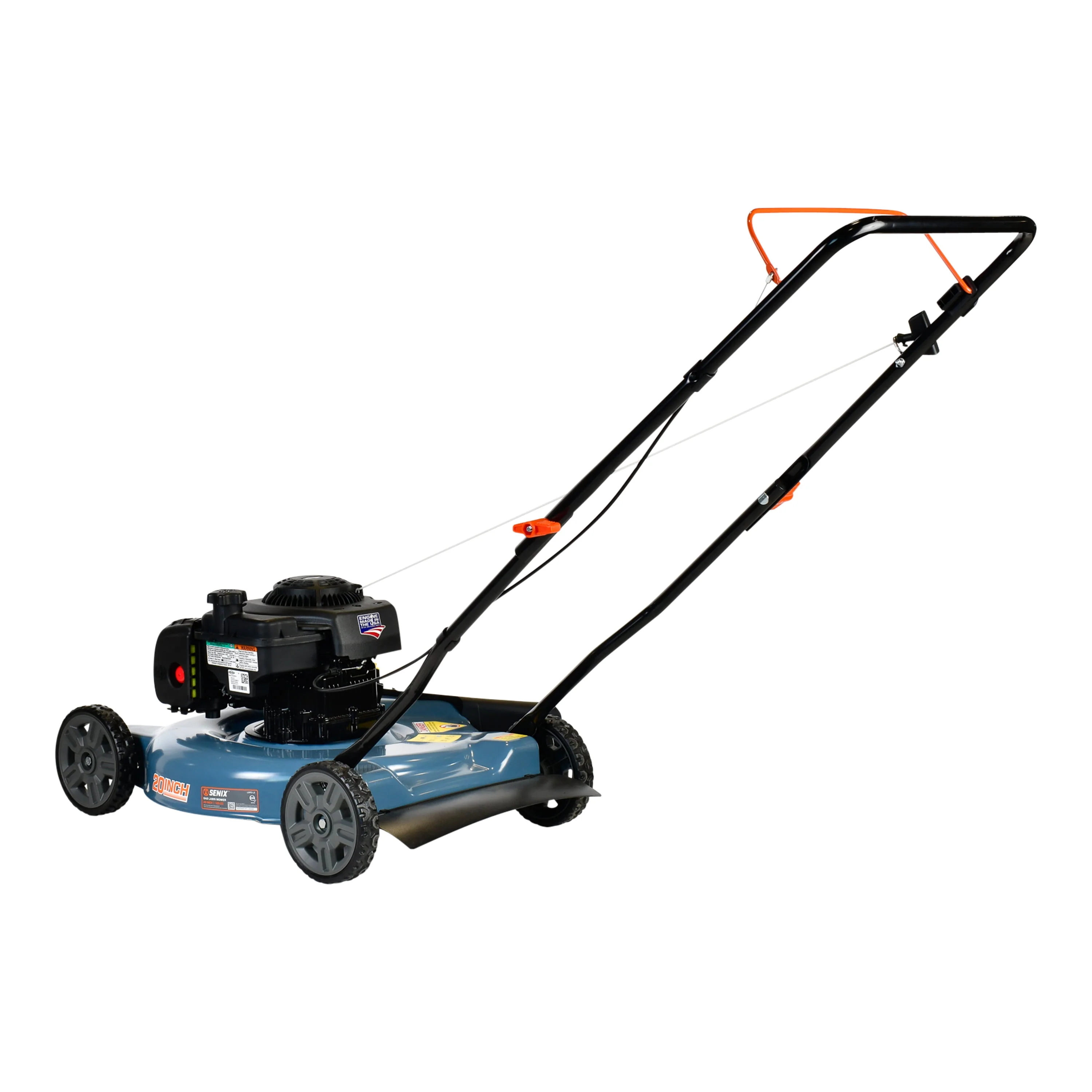 SENIX Gas Lawn Mower, 20-Inch, 125 cc 4-Cycle Briggs & Stratton Engine, Push Lawnmower with Side Discharge, 3-Position Height Adjustment, LSPG-L2