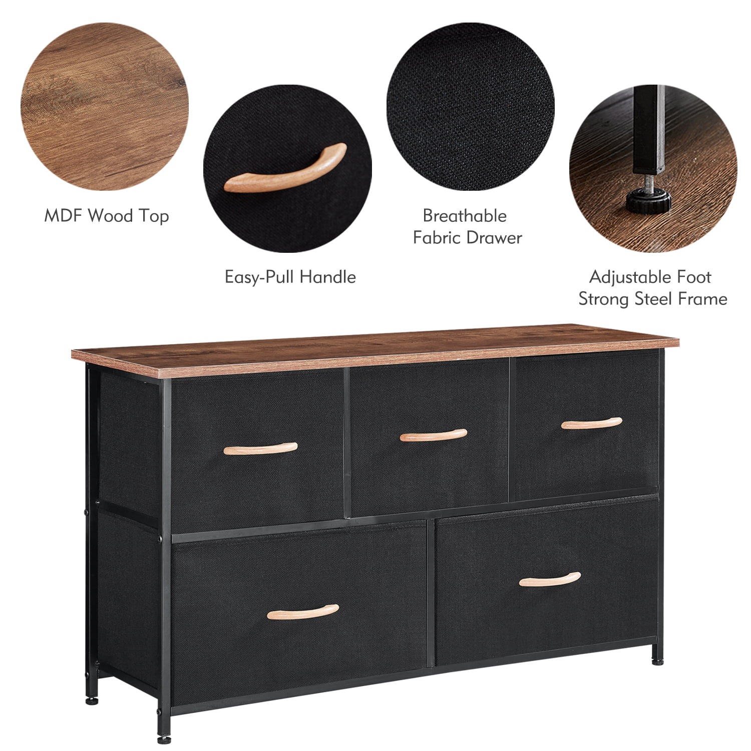 Dresser Storage Organizer, 5 Drawer Dresser Tower Unit for Bedroom Hallway Entryway Closets