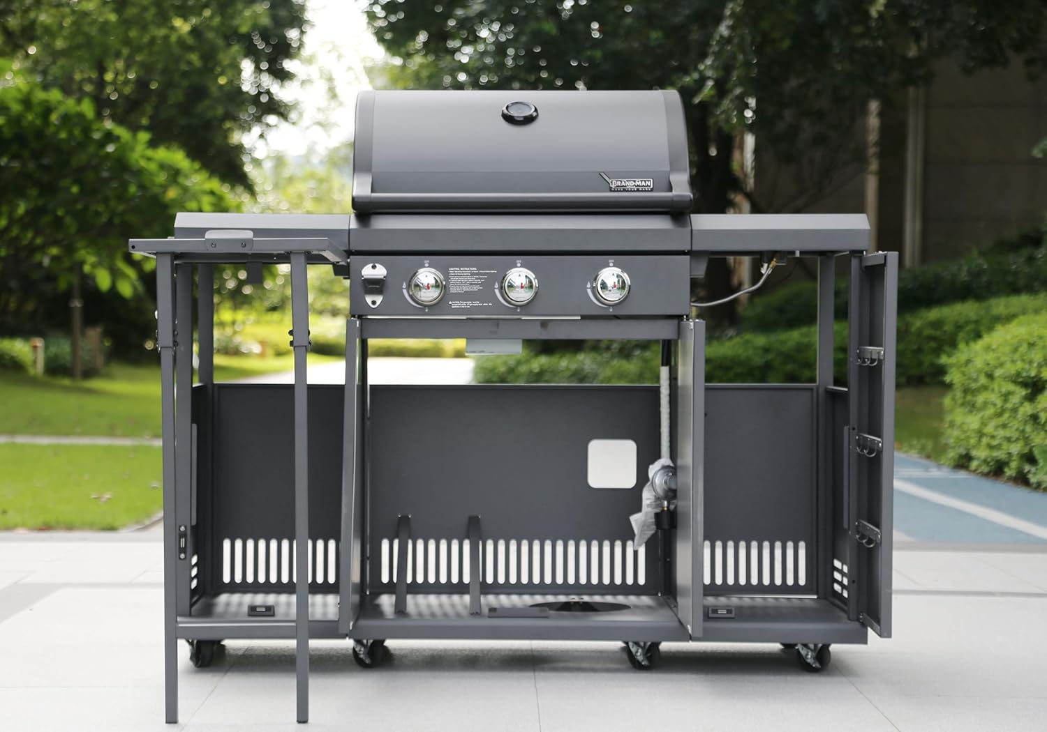 Brand-Man 3-Burner Propane Gas BBQ Grill