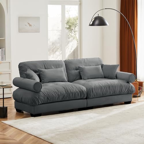 130" Modular Sectional Sofa,Velvet Upholstered Couches for Living Room,3 Seater Green Sofa Couch with Movable Ottoman