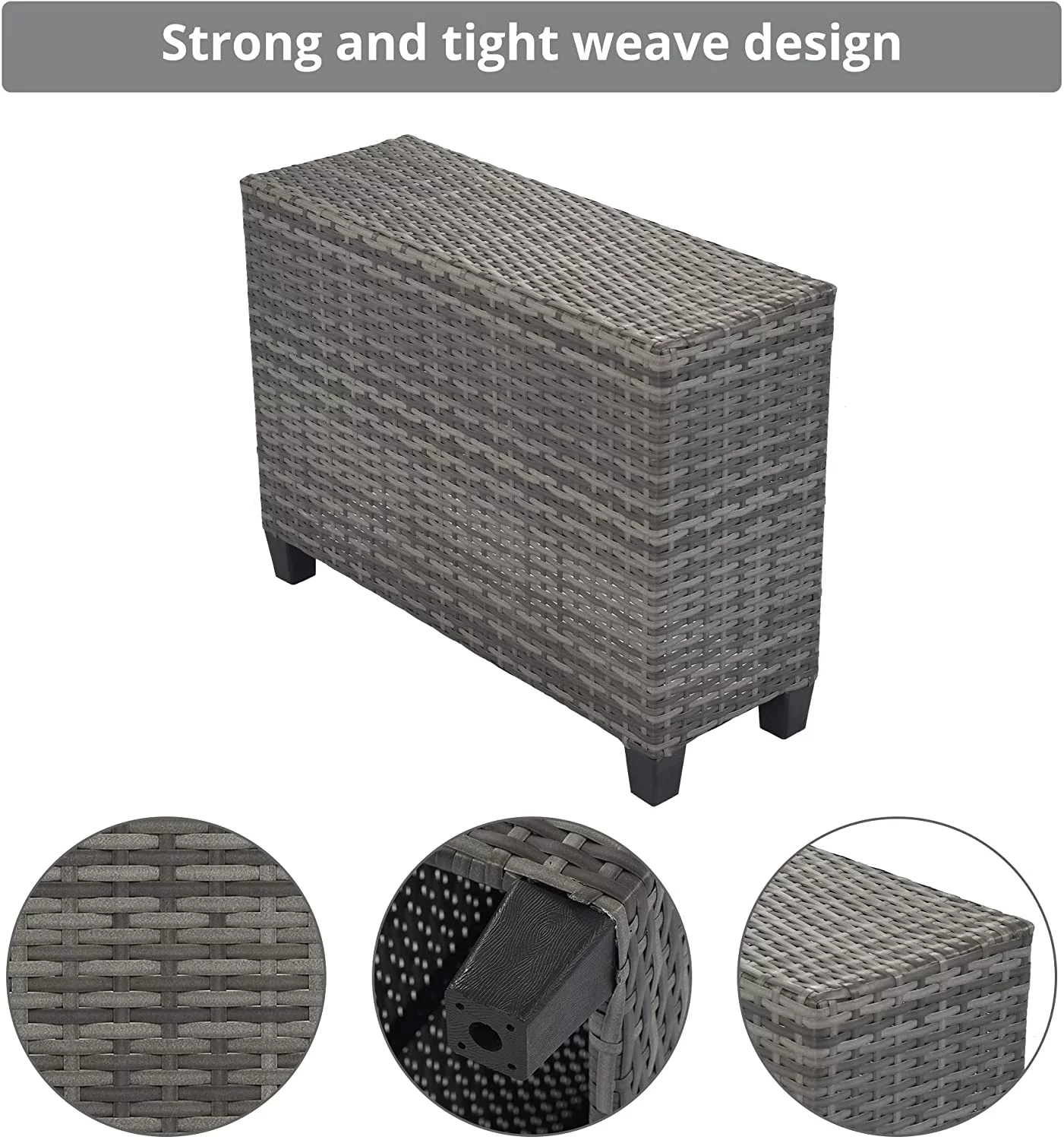 VIRUBI 8-Piece Half-Moon Outdoor Sectional Furniture Cushioned Sofa Set with Rectangular Coffee Table and Side Tables