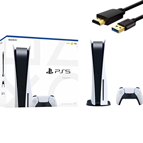 PlayStation 5 Disc Edition 825GB Gaming Console + 1 Wireless Controller for PS5, 8-Core x86-64-AMD Ryzen Zen 2 CPU, 16GB GDDR6, Up to 120FPS