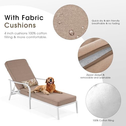 ivinta Outdoor Chaise Lounge Chair with Thick Cushion