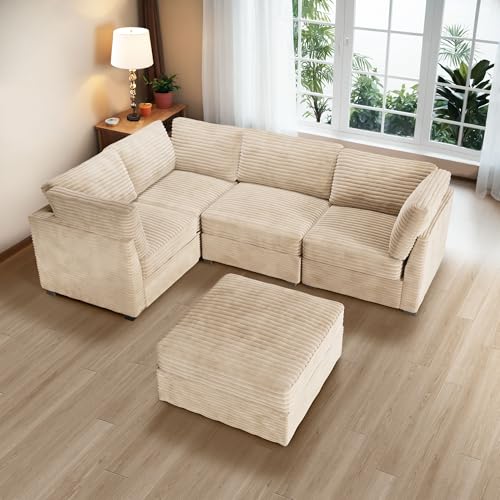 ovios 130.7" Modular Sectional Sofa Couch, U-Shaped Cloud Couches with 2 Ottomans Chaise