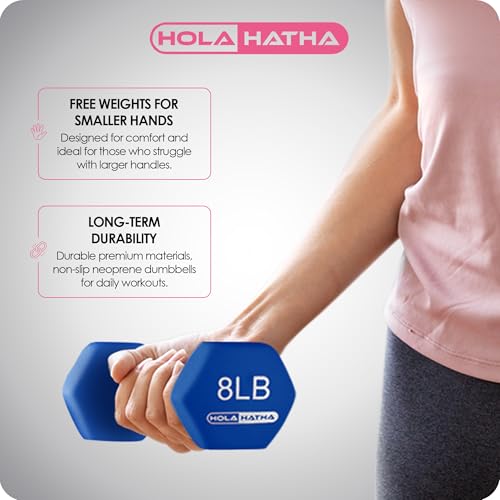 HolaHatha Neoprene Dumbbell Free Hand Weight Set with Rack, Ideal for Home Exercises to Gain Tone and Definition