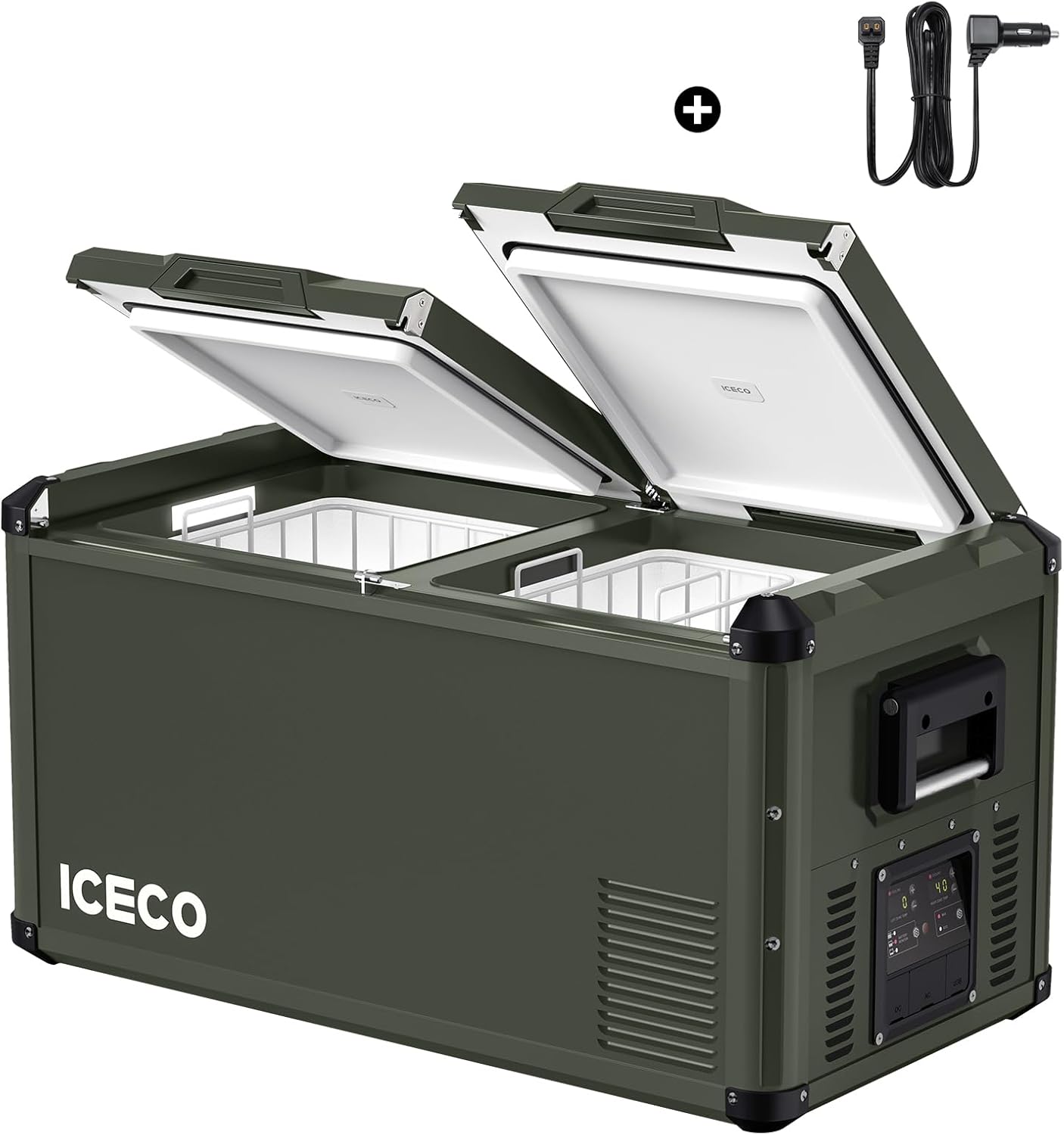 ICECO VL75ProD Portable Refrigerator, Dual Zone 12 Volt Car Fridge Freezer with SECOP Compressor, 78Qt 12V Portable Freezer with AC/DC, 0掳F to 50掳F