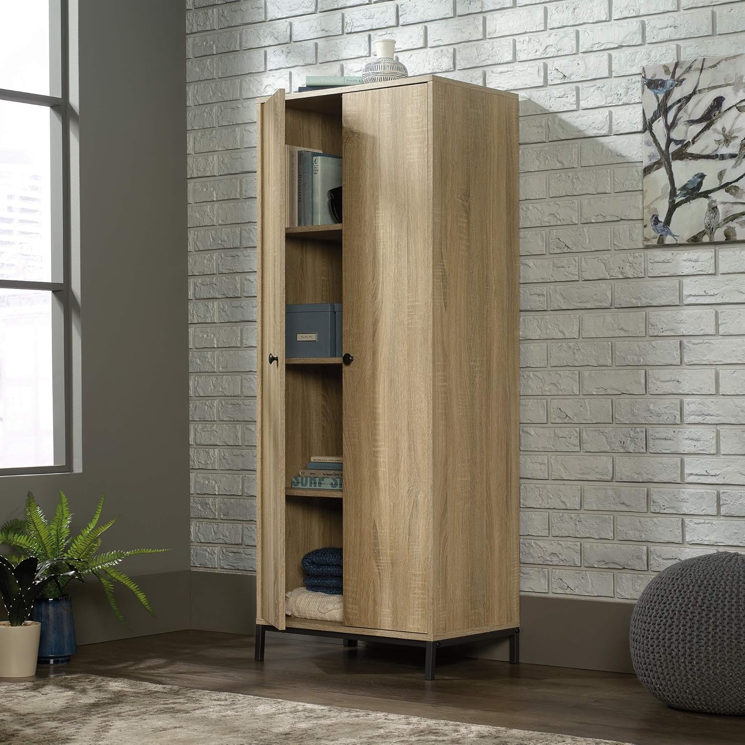 Sauder 424942 North Avenue Storage Cabinet, Charter Oak Finish