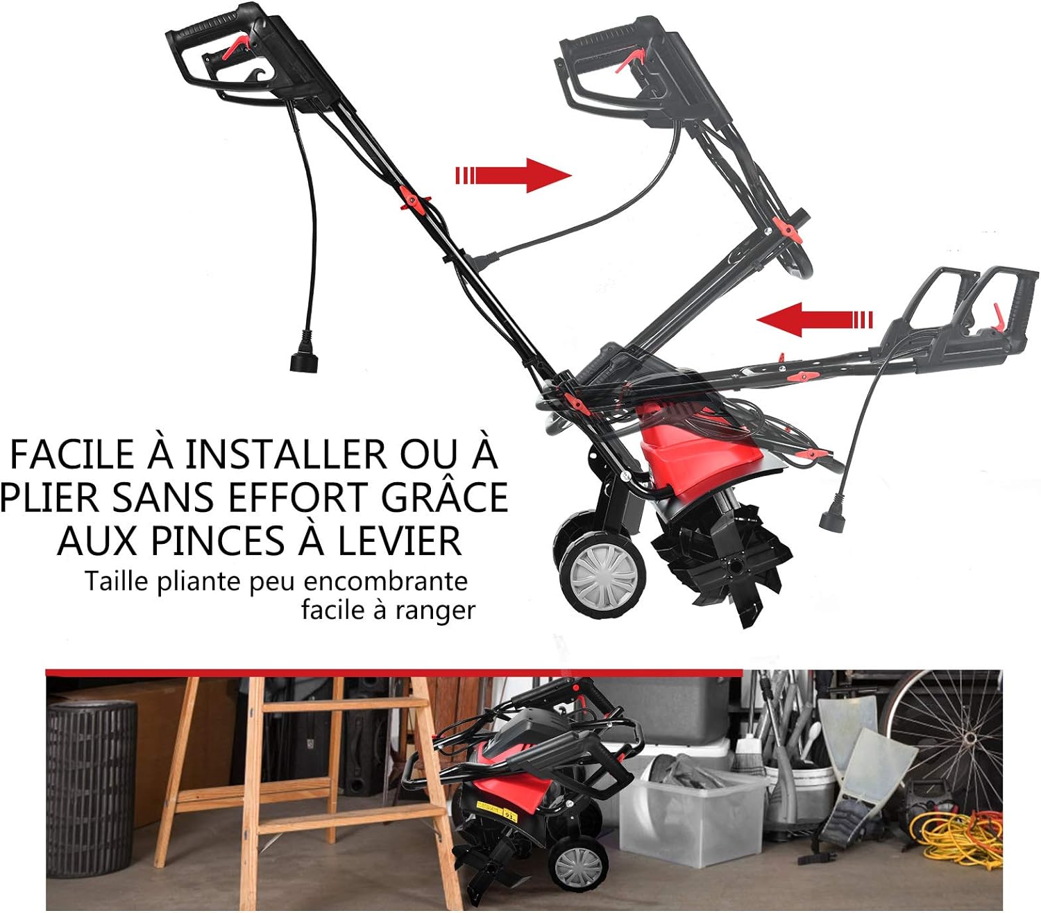 RELAX4LIFE Electric Tiller 1500 W at 400 RPM, Tiller with Working Depth 22 CM, Width 43 CM and 6 Blades