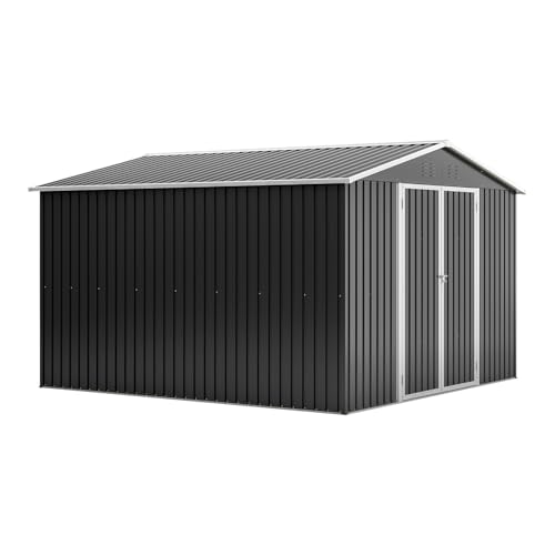 6x4 ft Small Outdoor Metal Storage Shed with Floor Frame & Lockable Door, Heightened Entry Garden Tool Shed for Backyard, Durable Galvanized Steel