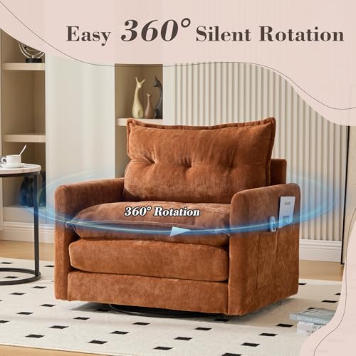 360 Swivel Accent Barrel Chair with Storage Ottoman & Headrest