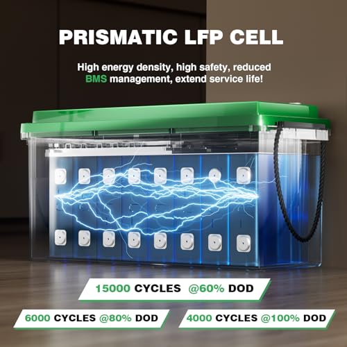 12V 100Ah LiFePO4 Lithium Battery, Mini Deep Cycle Rechargeable LiFePO4 Battery, Max.15000 Cycles Built in 100A BMS for RV, Trolling Motor, Camping