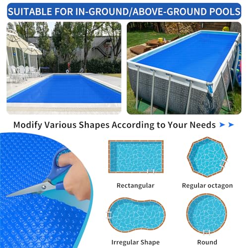 Evoio Solar Pool Covers, 12 x 24 Foot Solar Pool Blankets for Inground Above Ground Rectangular Swimming Pools
