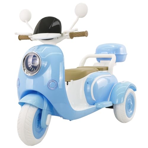 Kids Electric Motorcycle,3 Wheel Bike, Electric Scooter for 3 Year Old,3-Wheel 12V Ride On Scooter for Kids with Storage Compartments