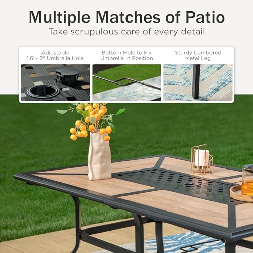 PHI VILLA 5 PCS Outdoor Patio Dining Set with Swivel Dining Chairs (Blue) and 37"x 37" Metal Steel Dining Table(1.57" Umbrella Hole)